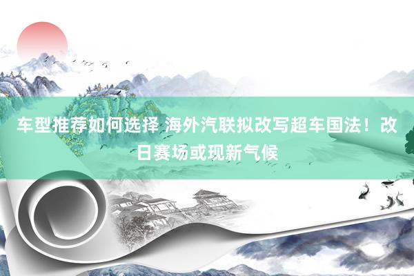 车型推荐如何选择 海外汽联拟改写超车国法！改日赛场或现新气候