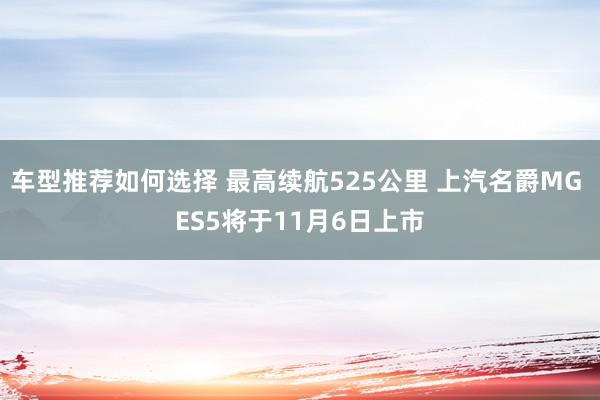 车型推荐如何选择 最高续航525公里 上汽名爵MG ES5将于11月6日上市