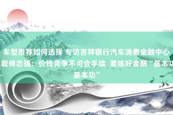 车型推荐如何选择 专访吉祥银行汽车消费金融中心总裁傅忠强：价钱竞争不可合手续  要练好金融“基本功”