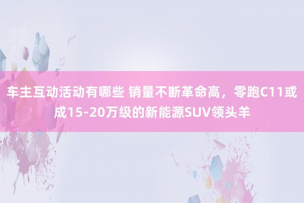 车主互动活动有哪些 销量不断革命高，零跑C11或成15-20万级的新能源SUV领头羊