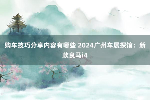 购车技巧分享内容有哪些 2024广州车展探馆：新款良马i4