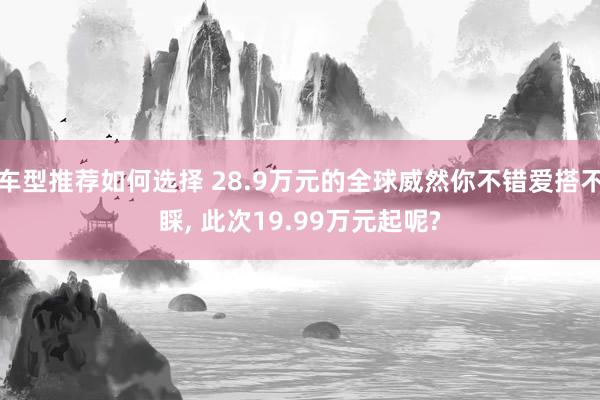 车型推荐如何选择 28.9万元的全球威然你不错爱搭不睬, 此次19.99万元起呢?