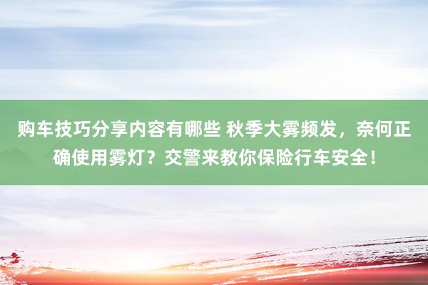 购车技巧分享内容有哪些 秋季大雾频发，奈何正确使用雾灯？交警来教你保险行车安全！