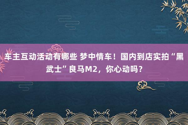 车主互动活动有哪些 梦中情车！国内到店实拍“黑武士”良马M2，你心动吗？