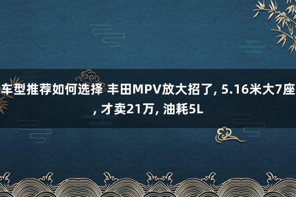 车型推荐如何选择 丰田MPV放大招了, 5.16米大7座, 才卖21万, 油耗5L