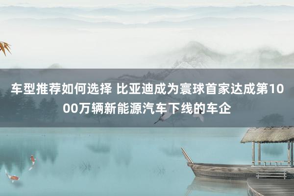 车型推荐如何选择 比亚迪成为寰球首家达成第1000万辆新能源汽车下线的车企