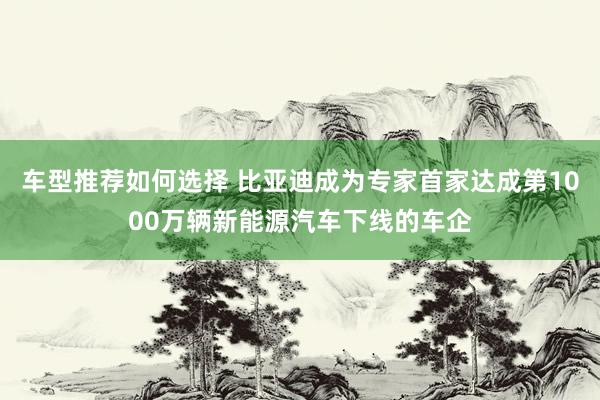 车型推荐如何选择 比亚迪成为专家首家达成第1000万辆新能源汽车下线的车企