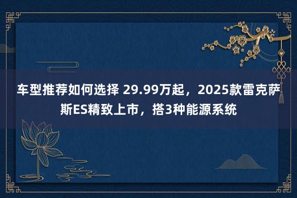 车型推荐如何选择 29.99万起，2025款雷克萨斯ES精致上市，搭3种能源系统