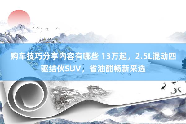 购车技巧分享内容有哪些 13万起，2.5L混动四驱结伙SUV，省油酣畅新采选