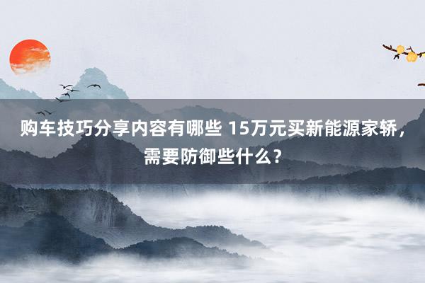 购车技巧分享内容有哪些 15万元买新能源家轿，需要防御些什么？