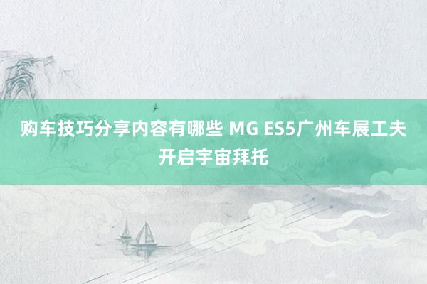 购车技巧分享内容有哪些 MG ES5广州车展工夫开启宇宙拜托