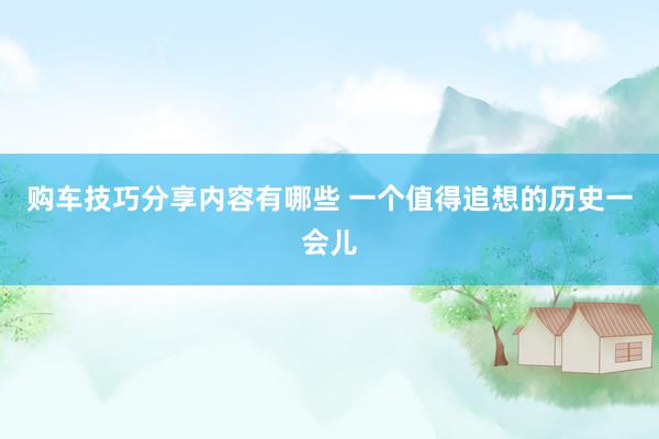 购车技巧分享内容有哪些 一个值得追想的历史一会儿