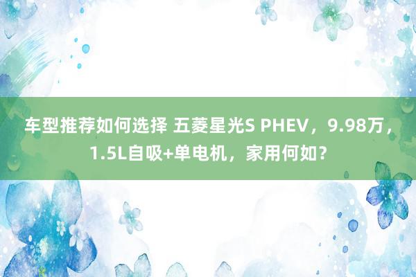 车型推荐如何选择 五菱星光S PHEV，9.98万，1.5L自吸+单电机，家用何如？