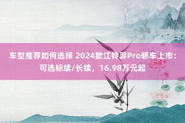 车型推荐如何选择 2024款江铃羿Pro轿车上市：可选标续/长续，16.98万元起