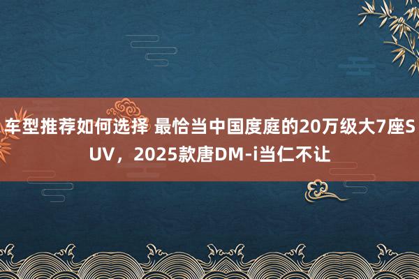 车型推荐如何选择 最恰当中国度庭的20万级大7座SUV，2025款唐DM-i当仁不让