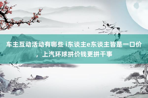 车主互动活动有哪些 i东谈主e东谈主皆是一口价，上汽环球拼价钱更拼干事