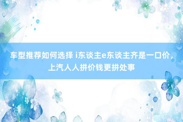 车型推荐如何选择 i东谈主e东谈主齐是一口价，上汽人人拼价钱更拼处事