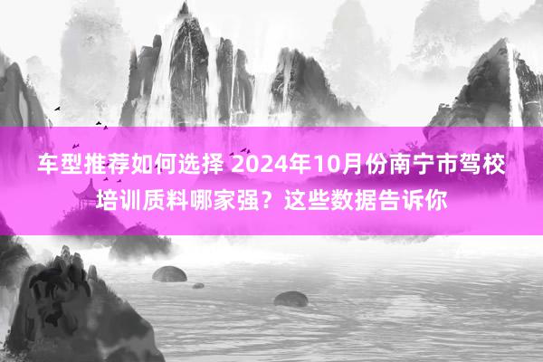 车型推荐如何选择 2024年10月份南宁市驾校培训质料哪家强？这些数据告诉你