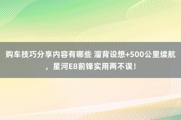 购车技巧分享内容有哪些 溜背设想+500公里续航，星河E8前锋实用两不误！