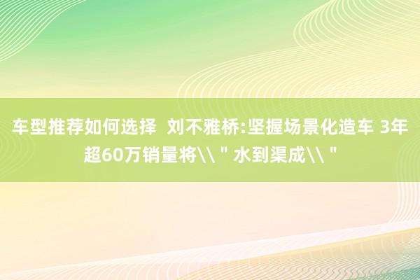 车型推荐如何选择  刘不雅桥:坚握场景化造车 3年超60万销量将\＂水到渠成\＂