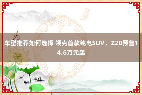 车型推荐如何选择 领克首款纯电SUV，Z20预售14.6万元起