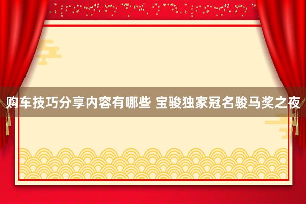 购车技巧分享内容有哪些 宝骏独家冠名骏马奖之夜