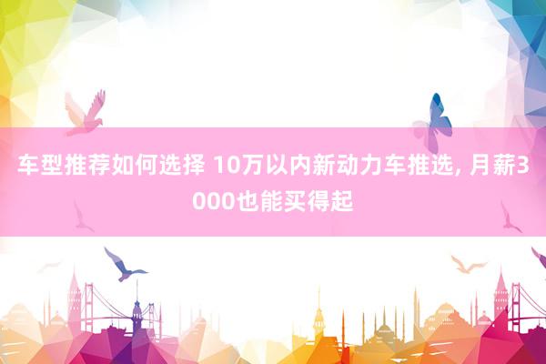 车型推荐如何选择 10万以内新动力车推选, 月薪3000也能买得起