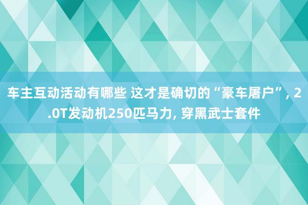 车主互动活动有哪些 这才是确切的“豪车屠户”, 2.0T发动机250匹马力, 穿黑武士套件