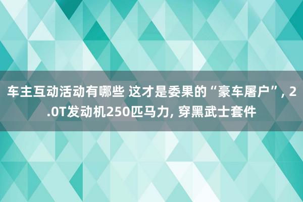 车主互动活动有哪些 这才是委果的“豪车屠户”, 2.0T发动机250匹马力, 穿黑武士套件