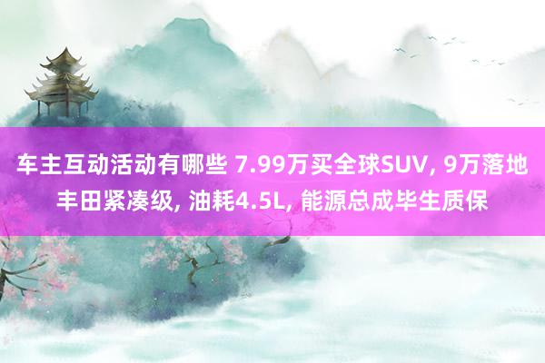 车主互动活动有哪些 7.99万买全球SUV, 9万落地丰田紧凑级, 油耗4.5L, 能源总成毕生质保