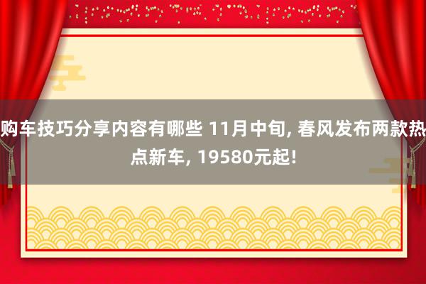 购车技巧分享内容有哪些 11月中旬, 春风发布两款热点新车, 19580元起!