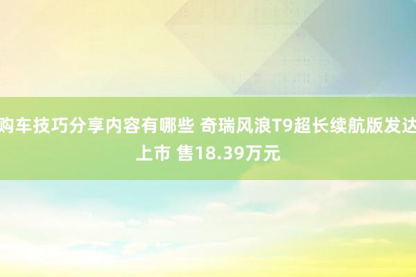 购车技巧分享内容有哪些 奇瑞风浪T9超长续航版发达上市 售18.39万元