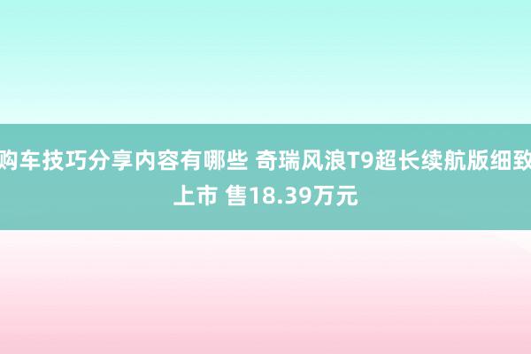 购车技巧分享内容有哪些 奇瑞风浪T9超长续航版细致上市 售18.39万元