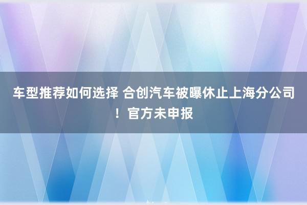 车型推荐如何选择 合创汽车被曝休止上海分公司！官方未申报