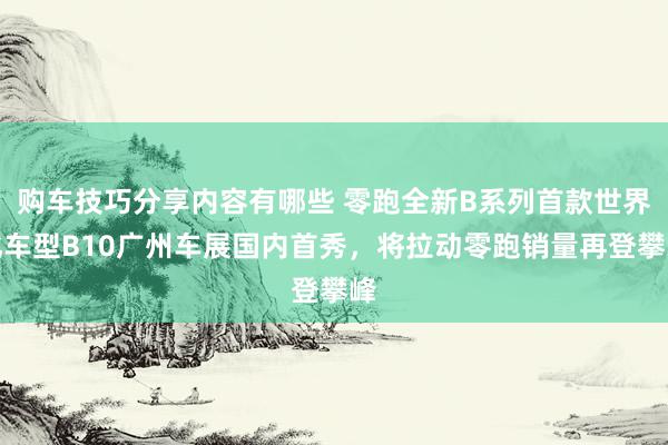 购车技巧分享内容有哪些 零跑全新B系列首款世界化车型B10广州车展国内首秀，将拉动零跑销量再登攀峰