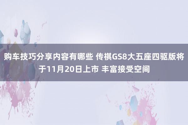 购车技巧分享内容有哪些 传祺GS8大五座四驱版将于11月20日上市 丰富接受空间