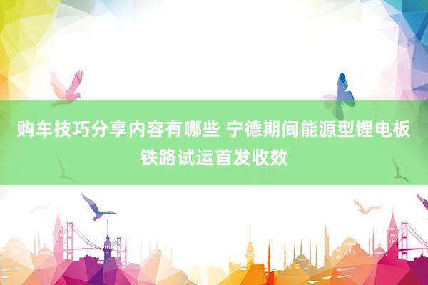 购车技巧分享内容有哪些 宁德期间能源型锂电板铁路试运首发收效