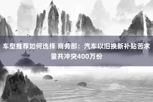 车型推荐如何选择 商务部：汽车以旧换新补贴苦求量共冲突400万份