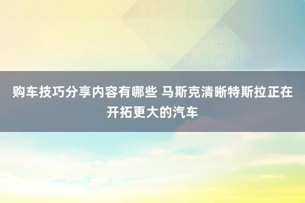 购车技巧分享内容有哪些 马斯克清晰特斯拉正在开拓更大的汽车